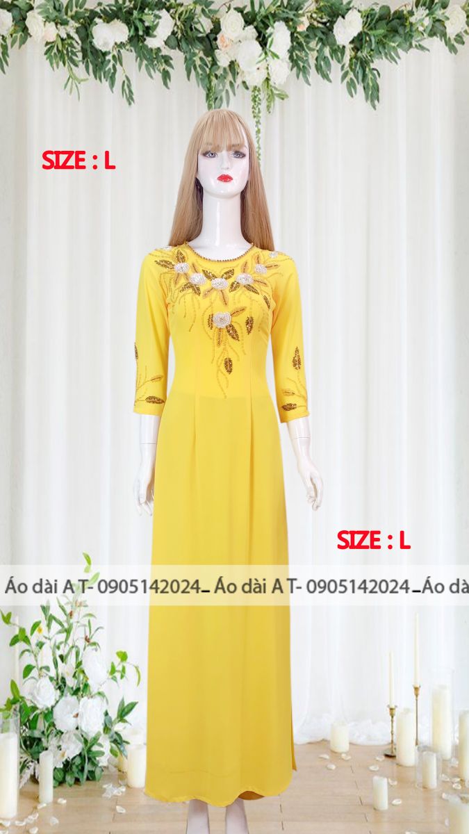 Áo dài trung niên chất liệu chiphon 4 tà 